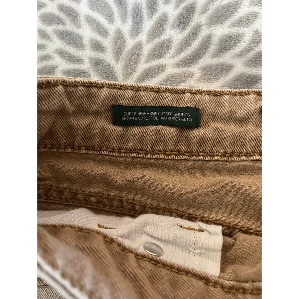 Tan Denim High Rise Shorts size 0 Cutoff Khaki Everyday Casual Boho Indie Earthy - Picture 3 of 7